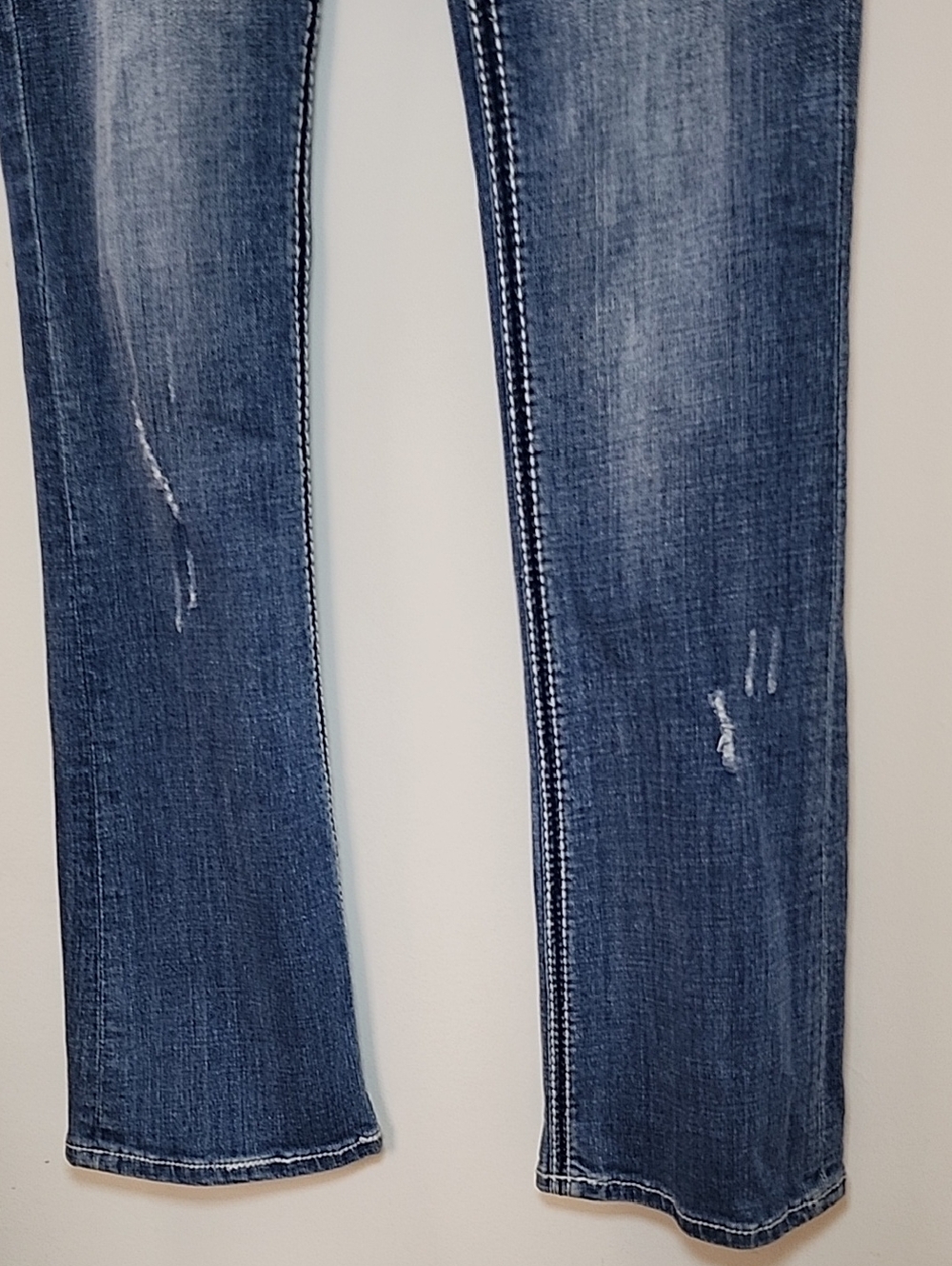 Rock & Roll Cowgirl Y2K Women's Dark Blue Studded Bootcut Jeans Size 27 - Picture 9 of 16
